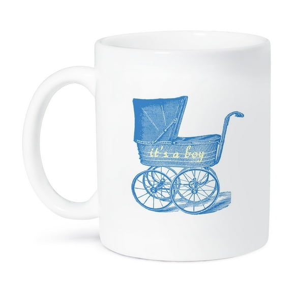 3dRose, Vintage Blue Baby Carriage With Its A Boy, 11oz Mug