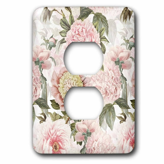 3dRose, Vintage Botanical Purple Roses And Branches Pattern, 2 plug outlet cover