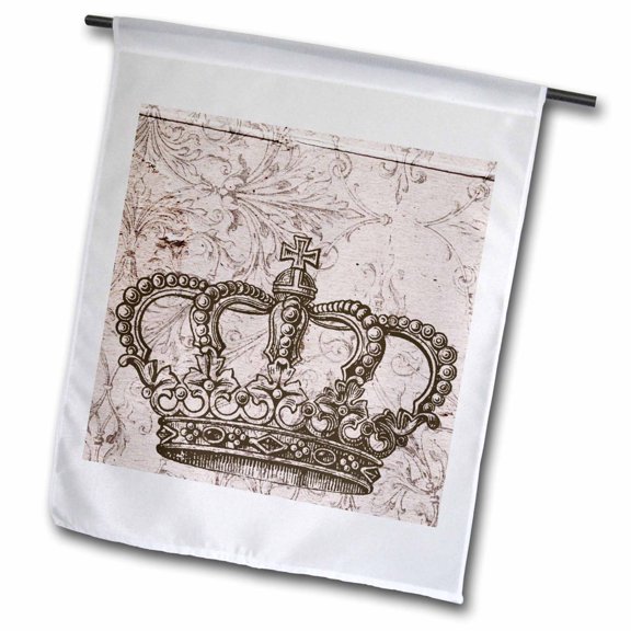 3dRose, Vintage Bronze Crown, 12 x 18 inch Garden Flag