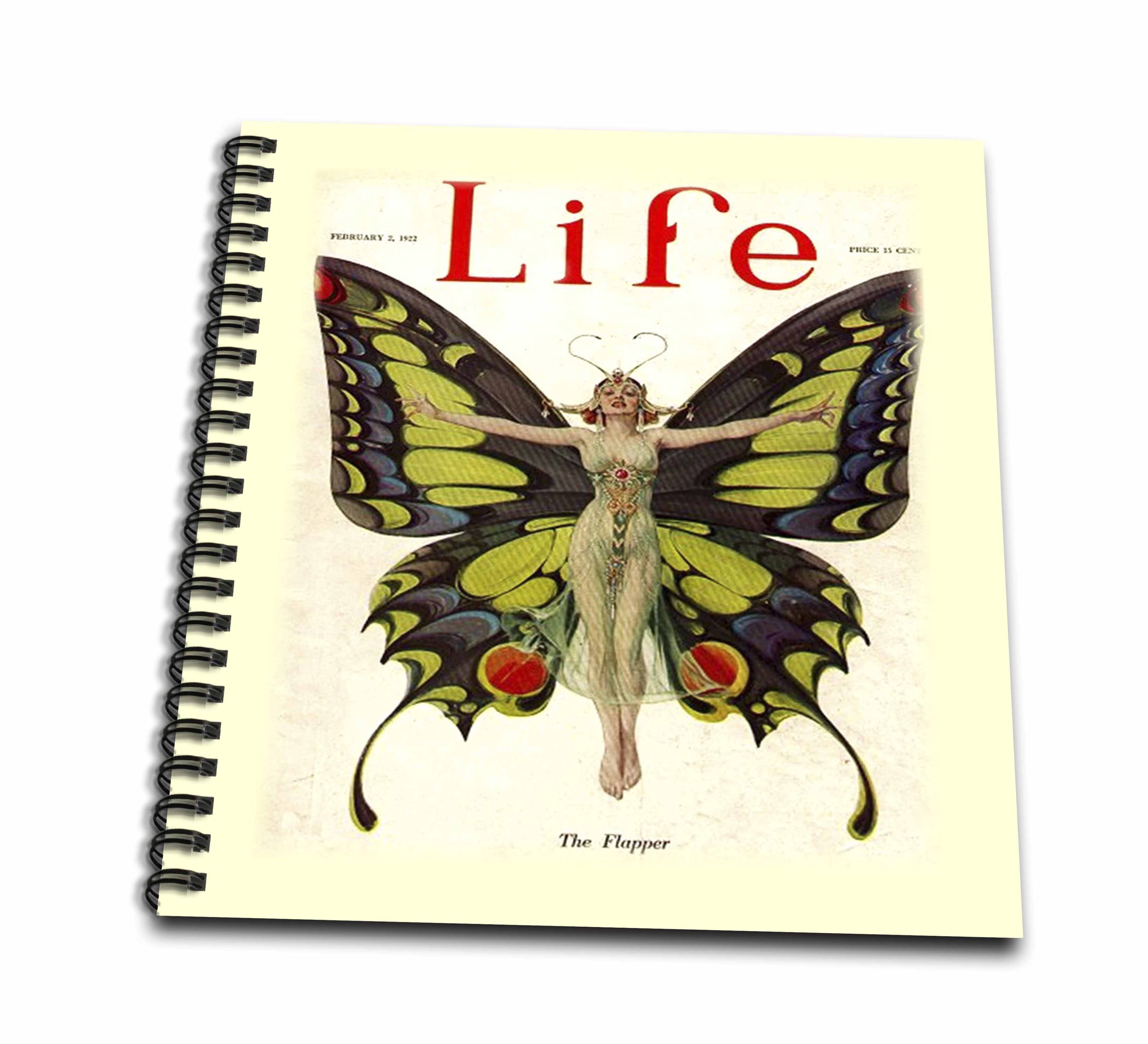 3dRose, Vintage Butterfly n Lady Magazine Cover, Memory Book 12 x 12 inch