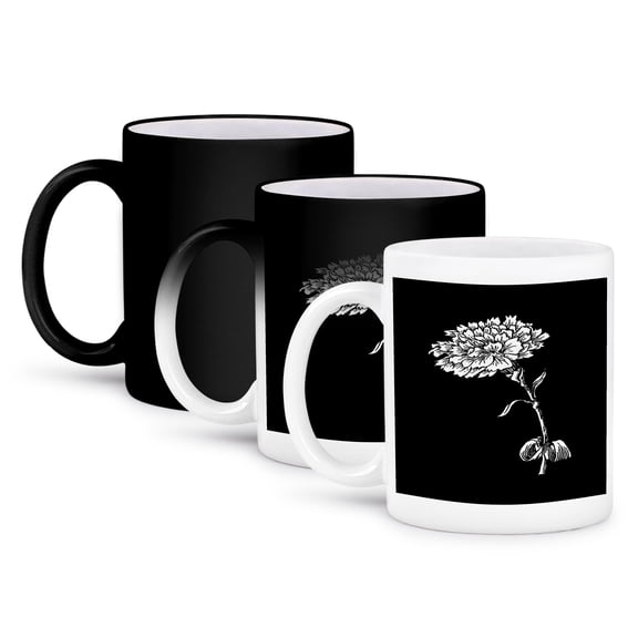 3dRose, Vintage Carnation Illustration Botanical Vector Cut Out, 11oz Magic Transforming Mug