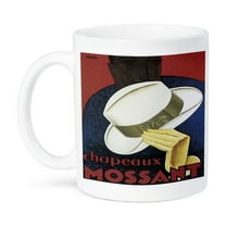 3dRose, Vintage Chapeaux Mossant Hat Advertising Poster, 11oz Mug