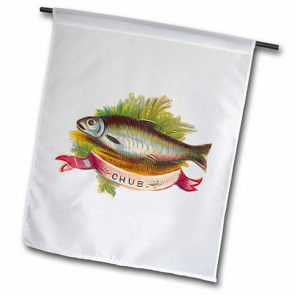 3dRose, Vintage Chub Fish Antique Nautical Vignette, 18 x 27 inch Garden Flag