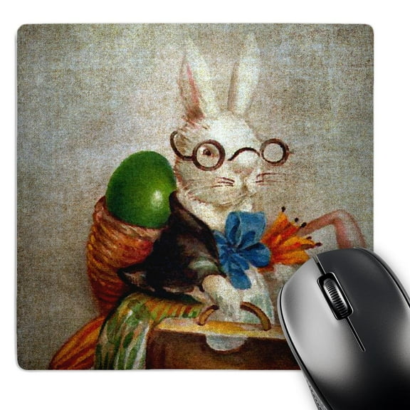 3dRose, Vintage Easter Bunny in Glasses Digital Art, MousePad