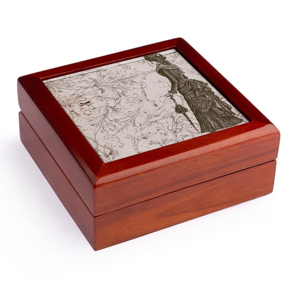 3dRose, Vintage Fashionable Lady Steampunk Art, Jewelry Box 5.5x5.5 inch with 4 inch tile