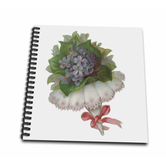 3dRose, Vintage Floral Bouquet of Forget Me Nots Floral, Drawing Book 8 x 8 inch