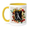 thumbnail image 1 of 3dRose, Vintage Floral Monogram Initial K, 11oz Two-Tone Yellow Mug, 1 of 3