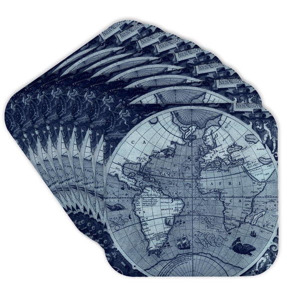 3dRose, Vintage Globe World Map, Set of 8 Coasters - Soft