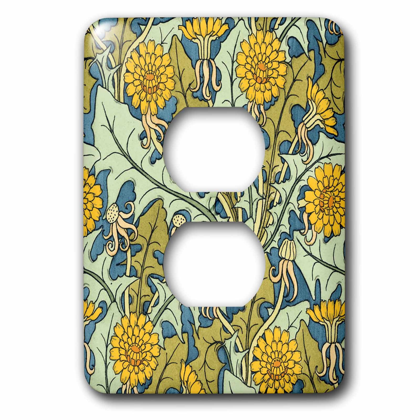 3dRose, Vintage Golden Flowers, 2 plug outlet cover