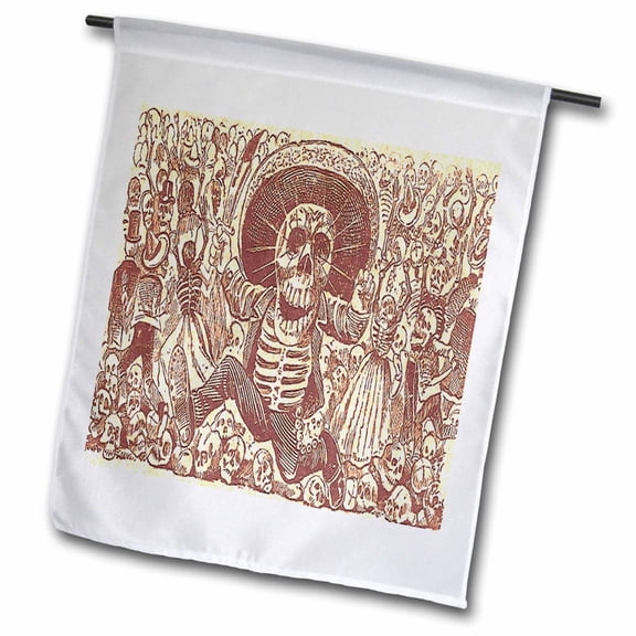 3dRose, Vintage Halloween Skeleton Party, 12 x 18 inch Garden Flag