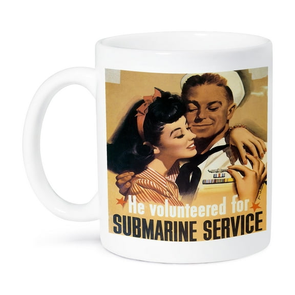 3dRose, Vintage He Volunteered for Submarine Service Poster, 15oz Mug