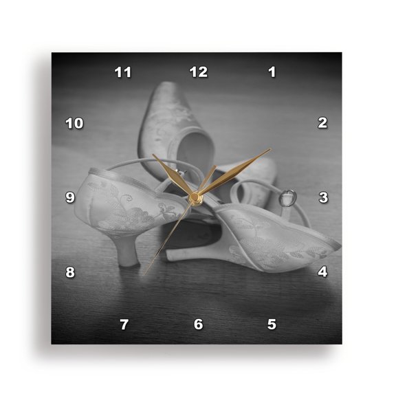 3dRose, Vintage Lace Wedding Shoes, 15x15 Wall Clock