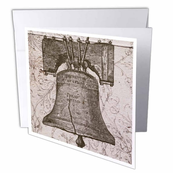 3dRose, Vintage Liberty Bell Steampunk Art, 1 Greeting Card with envelope