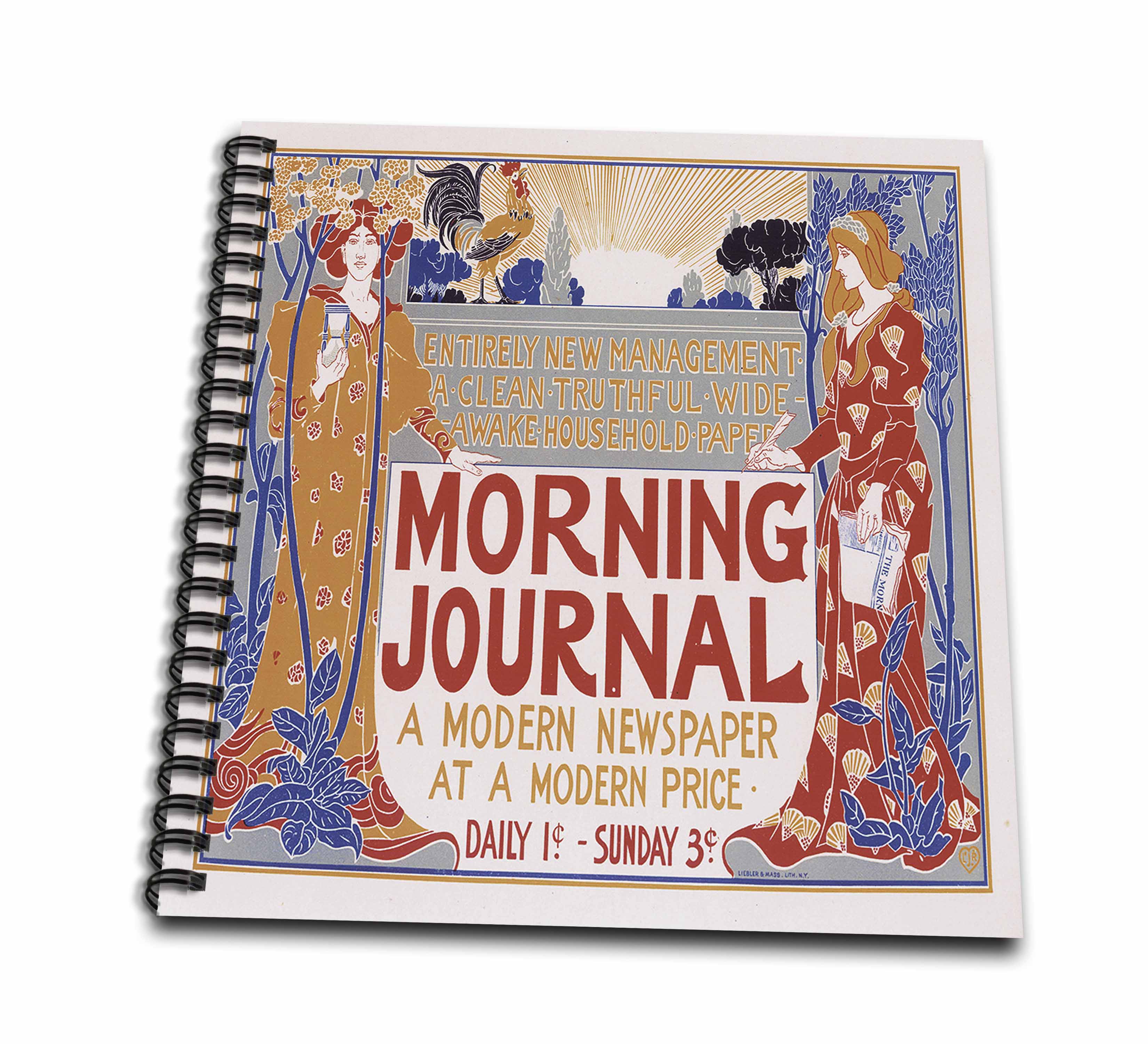 3dRose, Vintage Morning Journal A Modern Newspaper Advertising Poster, Memory Book 12 x 12 inch
