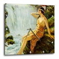 thumbnail image 1 of 3dRose, Vintage Native American Princess Pin Up Poster Moonlit Waterfall, 10x10 Wall Clock, 1 of 1