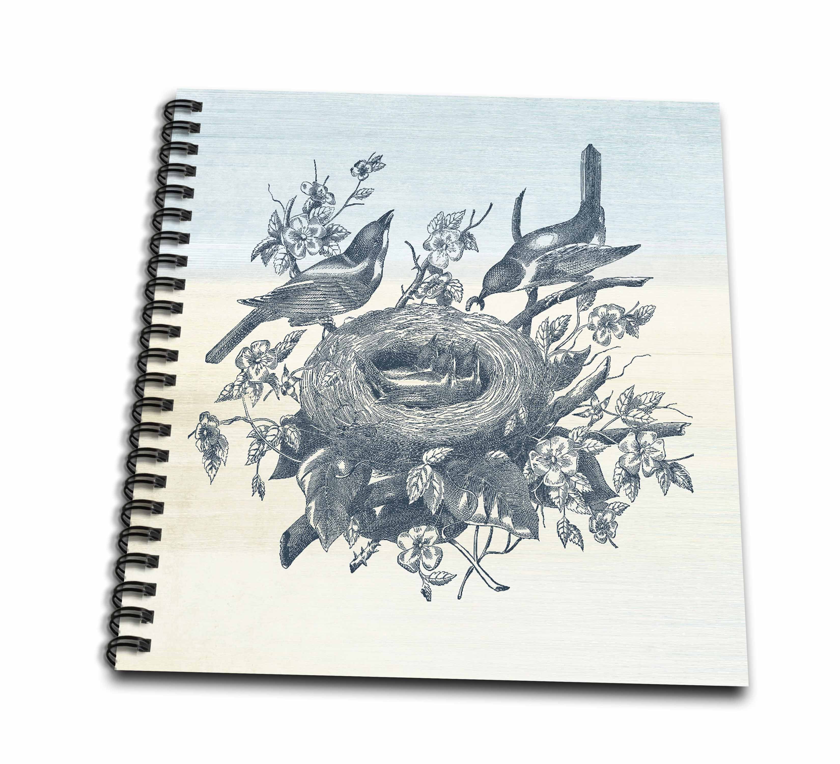 3dRose, Vintage Nest of Birds Feeding Time, Memory Book 12 x 12 inch