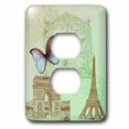 thumbnail image 1 of 3dRose, Vintage Paris Butterfly- Eiffel Tower, 2 plug outlet cover, 1 of 1