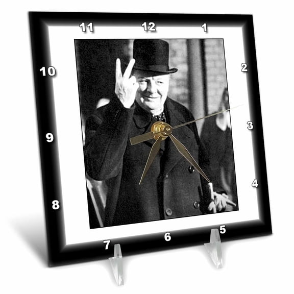 3dRose, Vintage Photo Of Winston Churchill.jpg, 6x6 Desk Clock