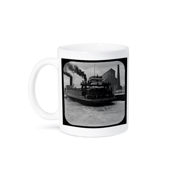 Vintage Railroad Car Ferry Grayscale, 11oz Mug
