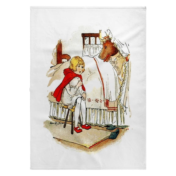 3dRose, Vintage Red Riding Hood Meets The Wolf, 22x30 Bath Hand Pool Towel