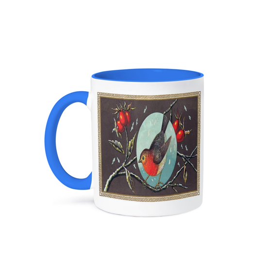 Vintage Robin, 11oz Two-Tone Blue Mug