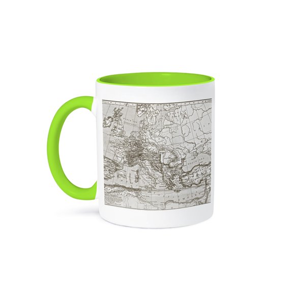 3dRose, Vintage Roman Empire Map, 11oz Two-Tone Green Mug