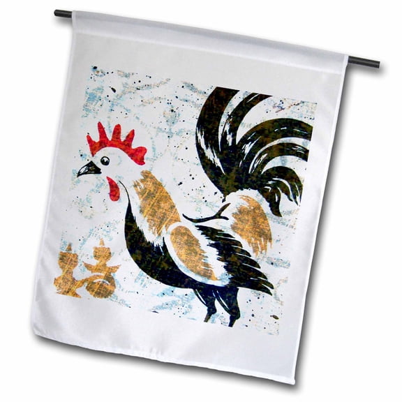 3dRose, Vintage Rooster Digital Art by Angelandspot, 12 x 18 inch Garden Flag