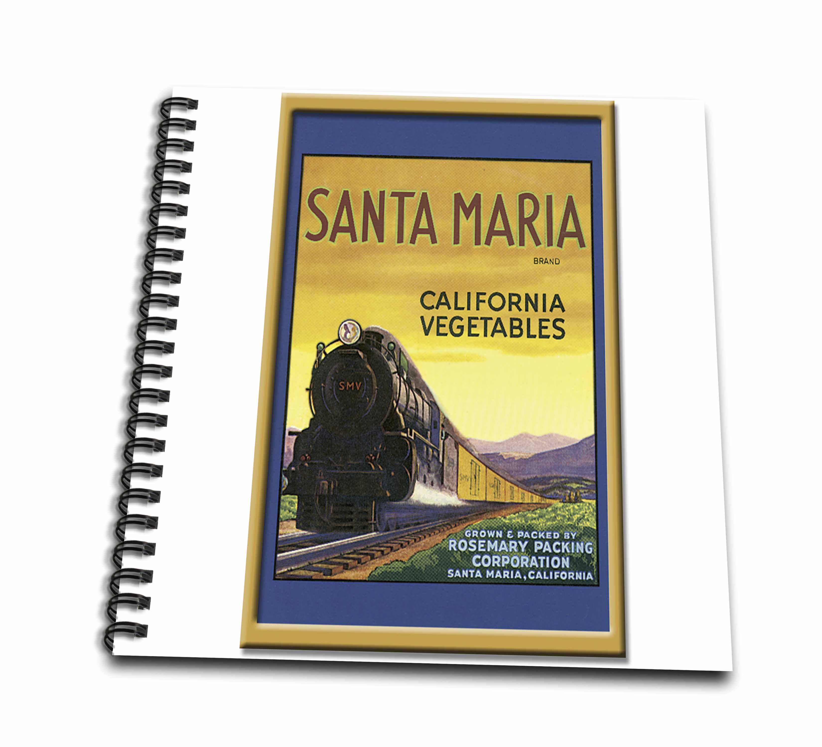 3dRose, Vintage Santa Maria California Vegetable Label, Memory Book 12 x 12 inch