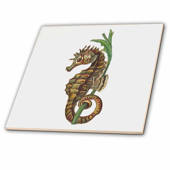 3dRose, Vintage Seahorse Nautical Illustration Vignette, 6 Inch Ceramic Tile