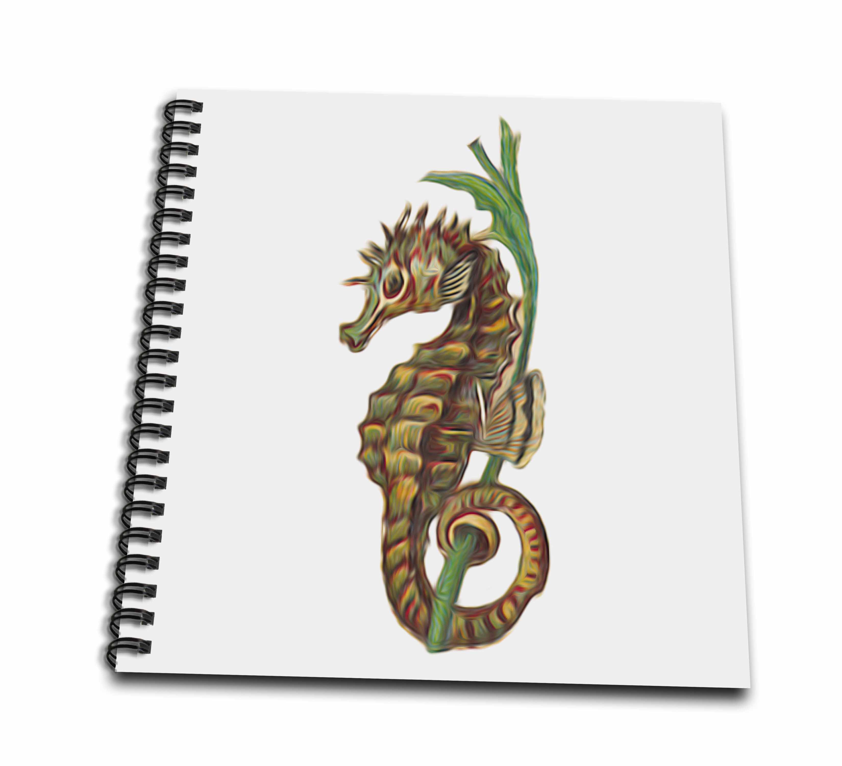 3dRose,  Vintage Seahorse Nautical Illustration Vignette, Memory Book 12 x 12 inch
