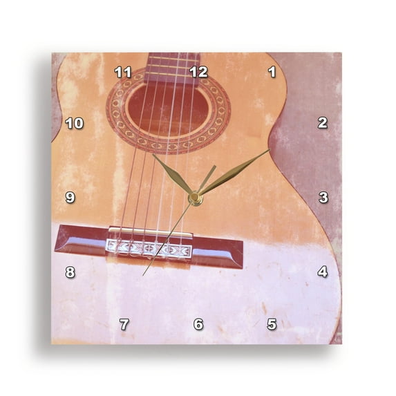 3dRose, Vintage Shiny Guitar Music, 10x10 Wall Clock