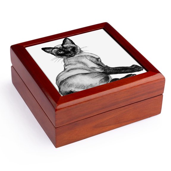 3dRose, Vintage Siamese Cat pets and animals, Jewelry Box 5.5x5.5 inch with 4 inch tile