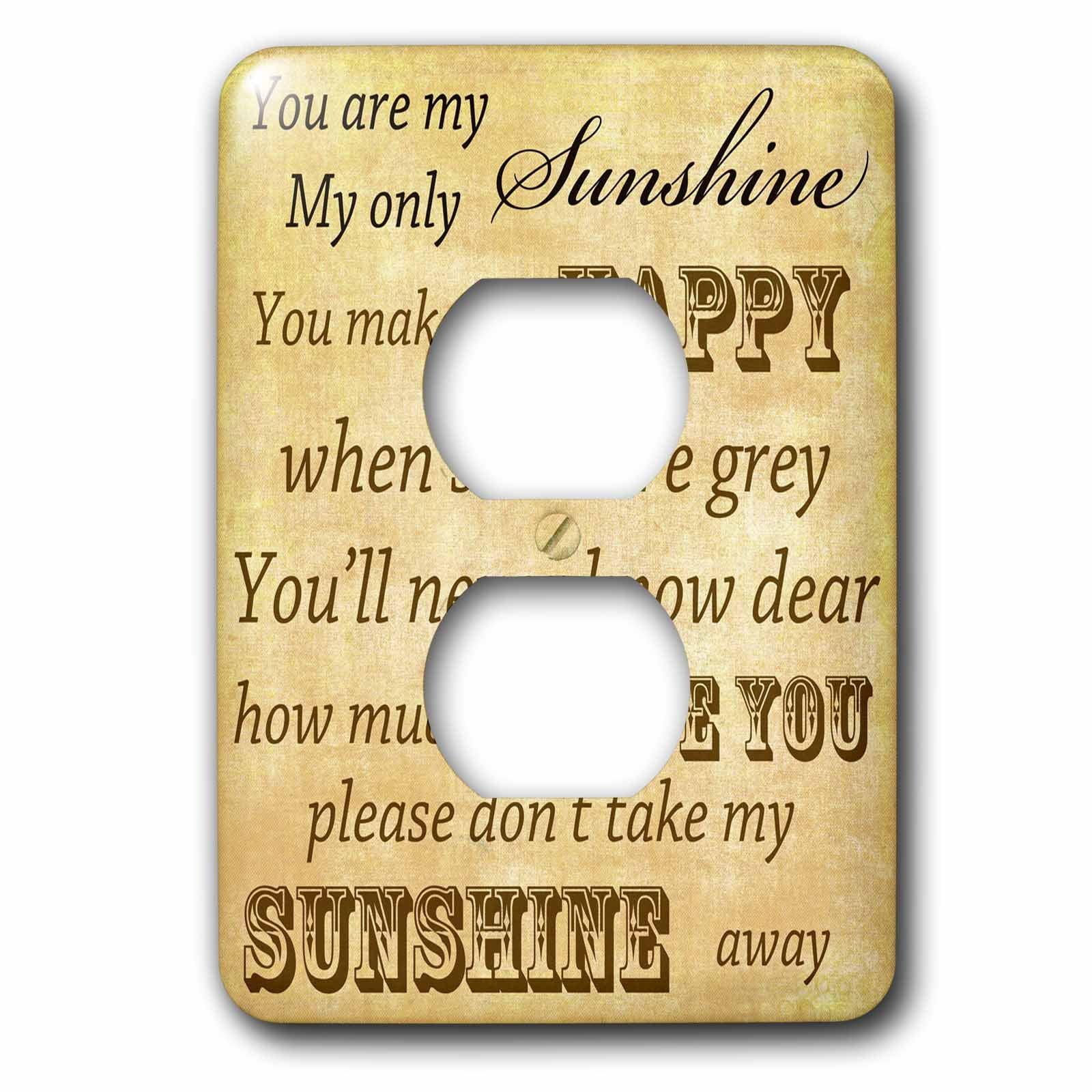 3dRose, Vintage Songs You Are My Sunshine- Love Songs, 2 plug outlet cover