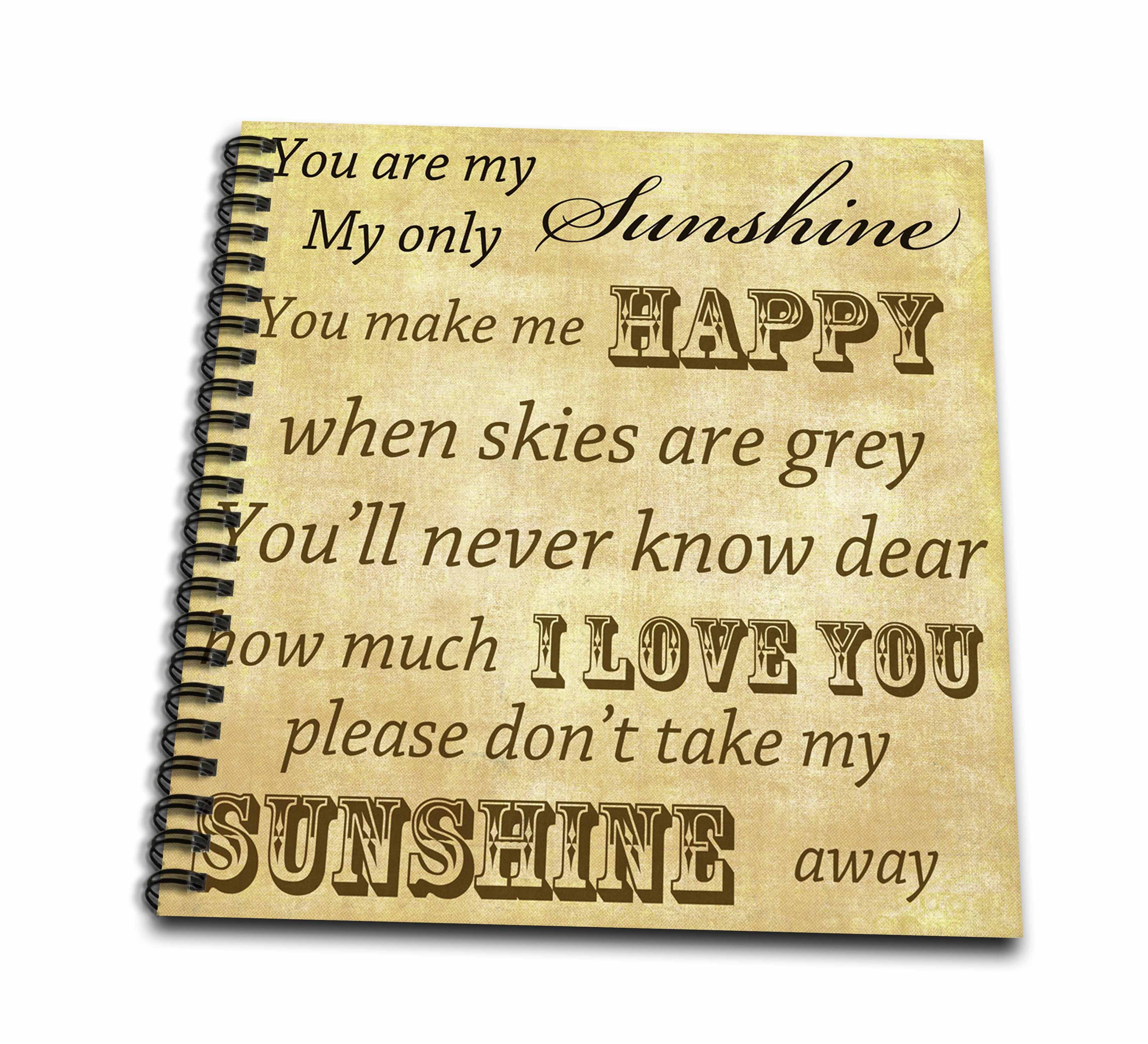 3dRose, Vintage Songs You Are My Sunshine- Love Songs, Memory Book 12 x 12 inch