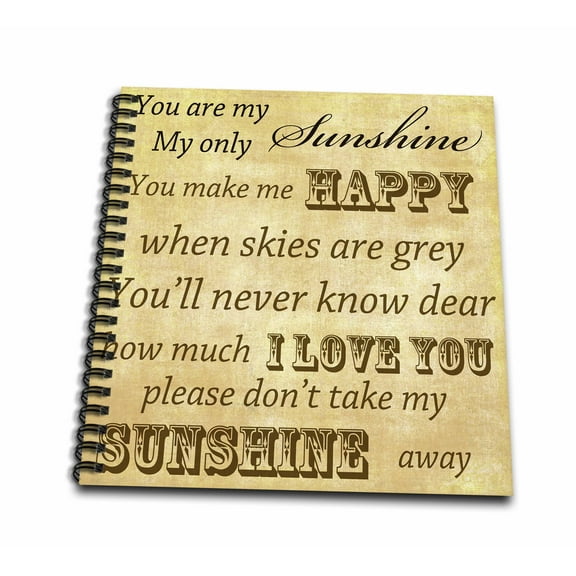 3dRose, Vintage Songs You Are My Sunshine- Love Songs, Memory Book 12 x 12 inch