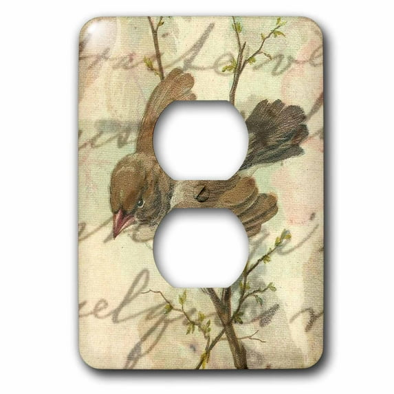 3dRose, Vintage Sparrow 2 Digital Art by Angelandspot, 2 plug outlet cover