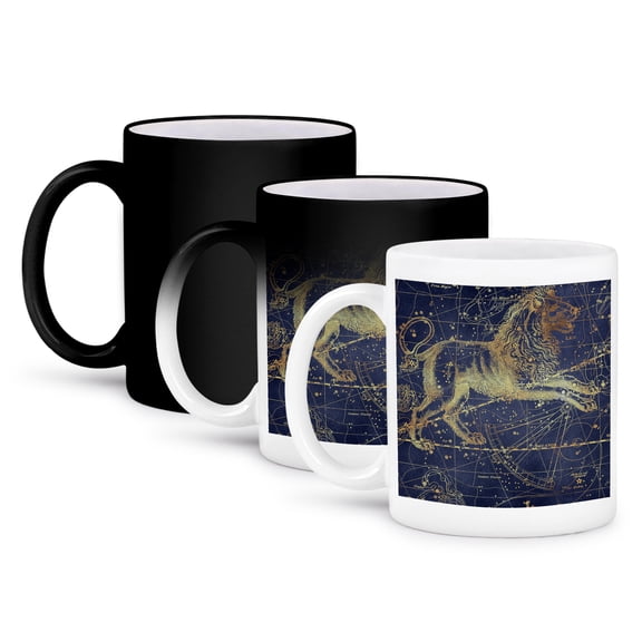3dRose, Vintage Star Map. Zodiac constellation of Leo or lion, 11oz Magic Transforming Mug