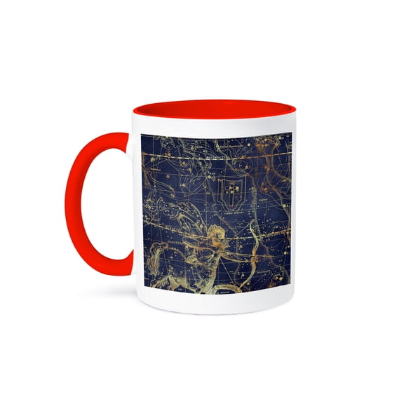 3dRose, Vintage Star Map. Zodiac constellation of Sagittarius, and Scutum, 15oz Two-Tone Red Mug