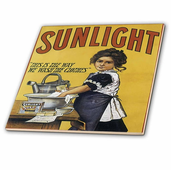 3dRose, Vintage Sunlight Laundry Soap Advertising Poster, 6 Inch Ceramic Tile