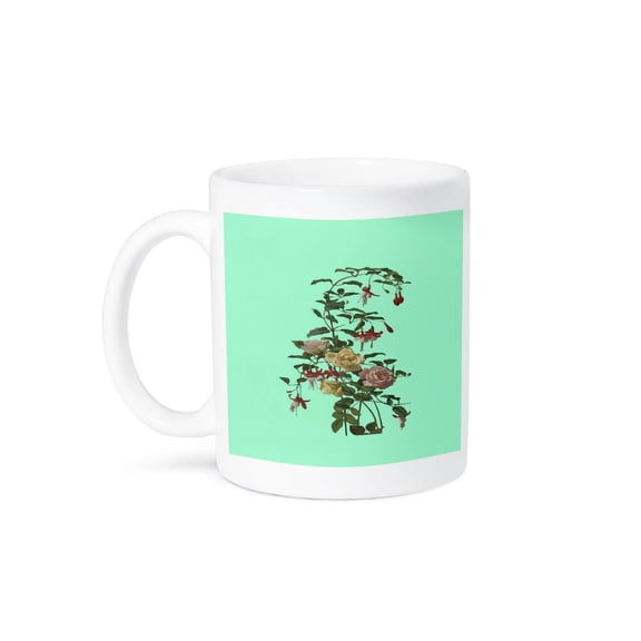 3dRose, Vintage Tea Rose and Blush Roses Vector Art, 11oz Mug