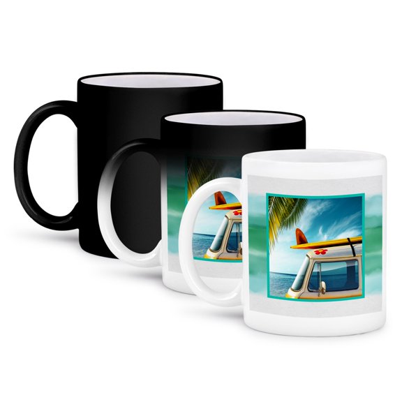 3dRose, Vintage Van with Surfboard, 11oz Magic Transforming Mug