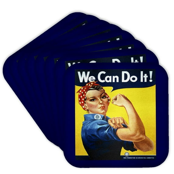 3dRose, Vintage WW II Rosie Poster, set of 8 Coasters - Soft