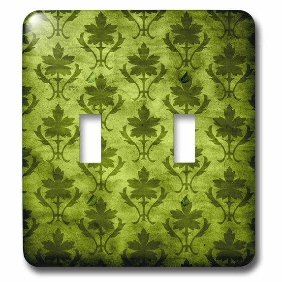 3dRose, Vintage Wallpaper Pattern Green, double toggle switch