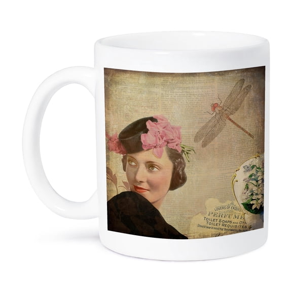 3dRose, Vintage Woman Retro Style Illustration, 15oz Mug