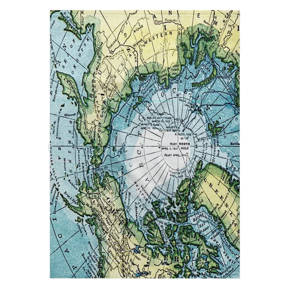 3dRose, Vintage map of the North Pole polar cap Russia Northern America Greenland - geography travel theme, 22x30 Bath Hand Pool Towel