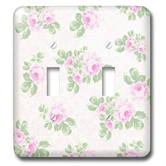 3dRose, Vintage pink roses pattern - rose flowers on light cream damask - shabby chic Sun-Faded look floral, double toggle switch