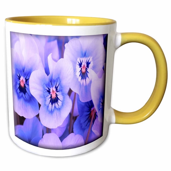 3drose, Violet Pansies, 11oz Two-tone Yellow Mug