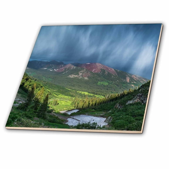 3dRose, Virga and storm moving over mountains in Colorado, 12 Inch Ceramic Tile