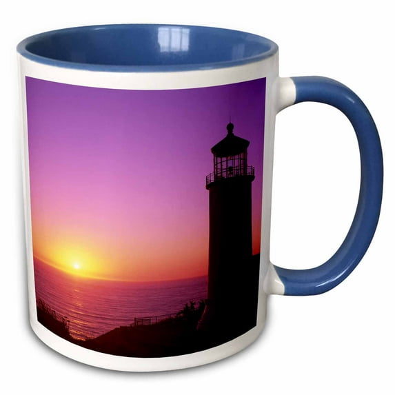 3drose, Wa, Cape Disappointment, North Head Lighthouse - Us48 Jwi1233 - Jamie and Judy Wild, 11oz Two-tone Blue Mug