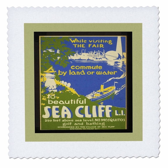 3dRose, WPA Framed Travel Poster, 6x6 inch quilt square